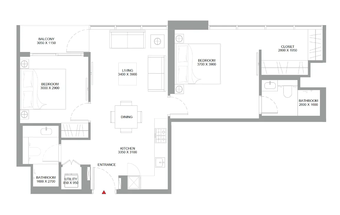 2 BR Floor Plan c